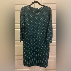 Old Navy Green Polka Dot Ponte Knit Dress w/ 3/4-length Sleeves